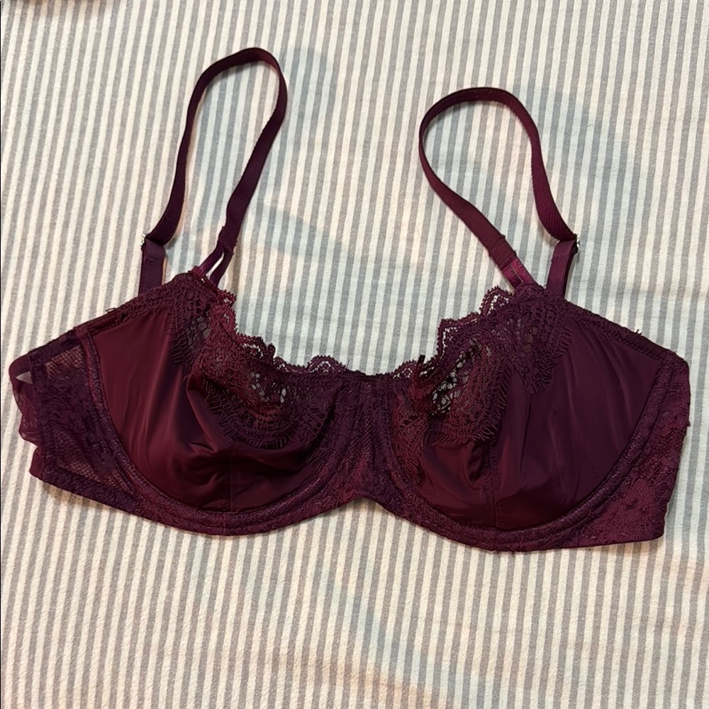 Victoria's Secret Burgundy Lace Overlay Bra